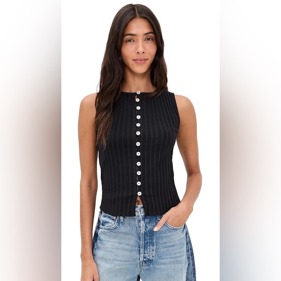 FP Movement by Free People Tops - Free People TILLY Black Ribbed Button Up Vest NWT Size S